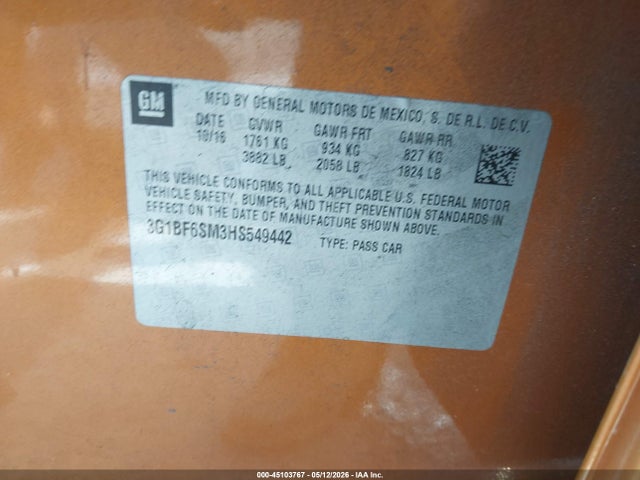 Chevrolet Cruze Premier Auto 2017 3G1BF6SM3HS549442 Image 9
