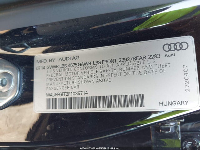Aukcja sprzedaży 2015 Audi A3 2.0t Premium, vin: WAUEFGFF2F1035714, numer aukcji: 45103808