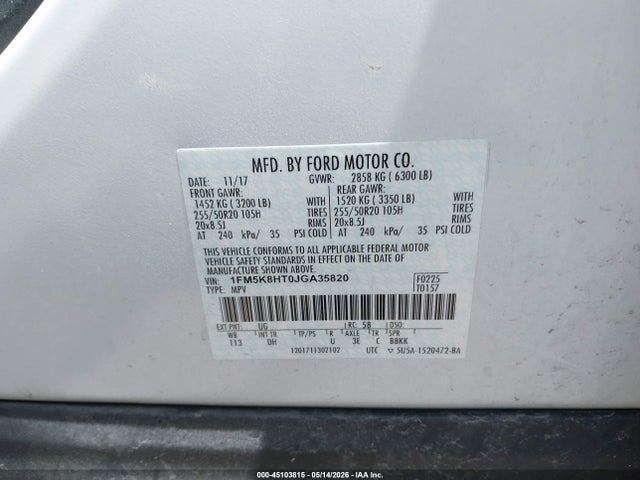 Ford Explorer Platinum 2018 1FM5K8HT0JGA35820 Image 9