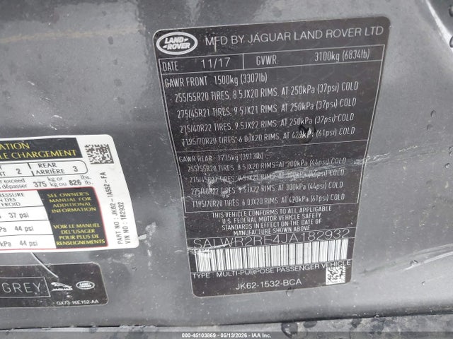 SALWR2RE4JA182932 Land Rover Range Rover Sport Supercharged/supercharged Dynamic