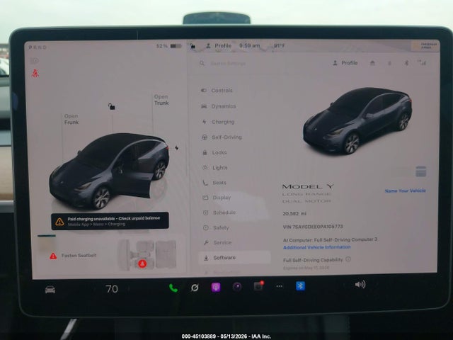 45103889 :رقم المزاد ، 7SAYGDEE0PA105773 vin ، 2023 Tesla Model Y Awd/long Range Dual Motor All-wheel Drive مزاد بيع