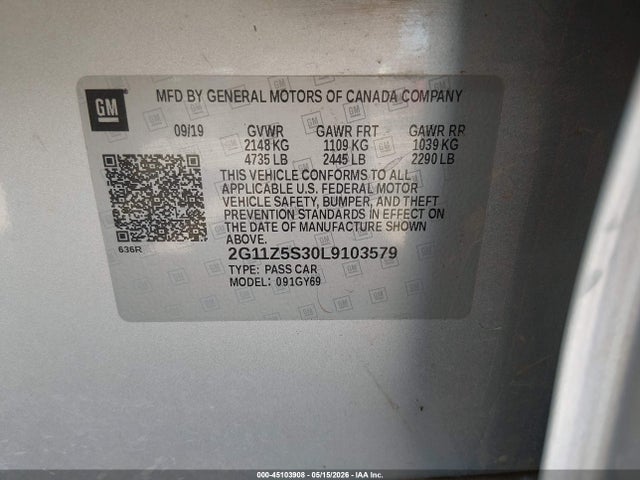 2G11Z5S30L9103579 Chevrolet Impala Fwd Lt