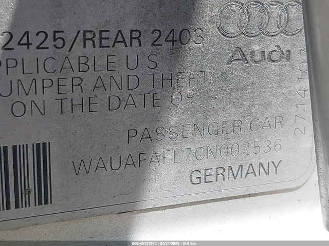 Aukcja sprzedaży 2012 Audi A4 2.0t Premium, vin: WAUAFAFL7CN002536, numer aukcji: 45103963