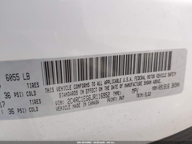Chrysler Pacifica Touring L Plus 2018 2C4RC1EG6JR116952 Image 9