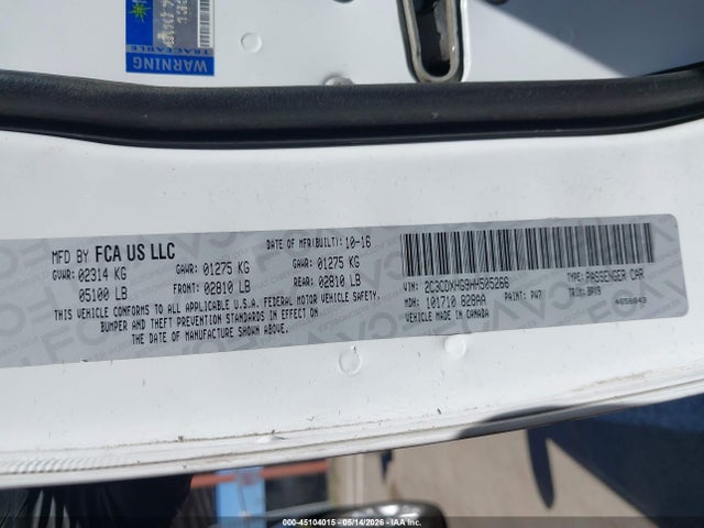 2C3CDXHG9HH505266 Dodge Charger Sxt Rwd