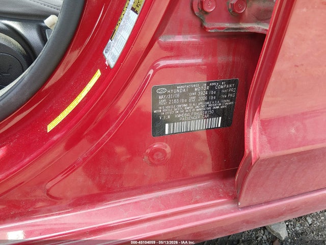 45104059 :رقم المزاد ، KMHD84LF9HU218150 vin ، 2017 Hyundai Elantra Se مزاد بيع