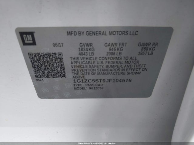 1G1ZC5ST9JF104576 Chevrolet Malibu 1fl
