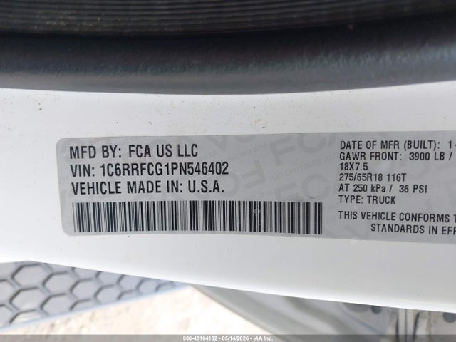 Продаж на аукціоні авто 2023 Ram 1500 Tradesman  4x4 6'4 Box, vin: 1C6RRFCG1PN546402, номер лоту: 45104132