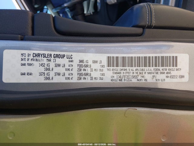 Продажа на аукционе авто 2014 Jeep Grand Cherokee Limited, vin: 1C4RJFBT2EC150597, номер лота: 45104145