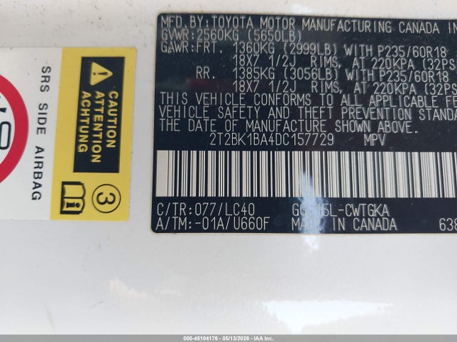 Aukcja sprzedaży 2013 Lexus Rx 350, vin: 2T2BK1BA4DC157729, numer aukcji: 45104176