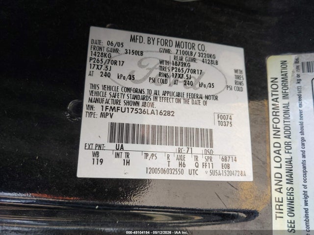 Продажа на аукционе авто 2006 Ford Expedition Eddie Bauer/king Ranch, vin: 1FMFU17536LA16282, номер лота: 45104194