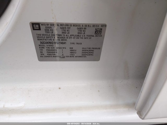 3GCUKREC1FG274041 Chevrolet Silverado 1500 2lt