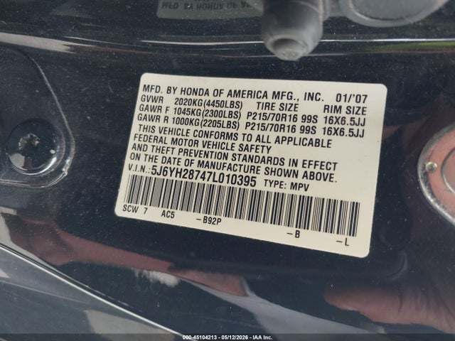 Продажа на аукционе авто 2007 Honda Element Ex, vin: 5J6YH28747L010395, номер лота: 45104213