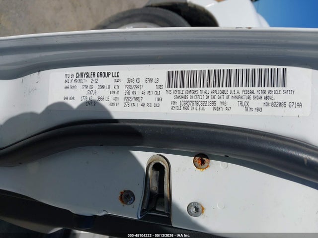 Aukcja sprzedaży 2012 Ram 1500 Slt, vin: 1C6RD7GT8CS221995, numer aukcji: 45104222