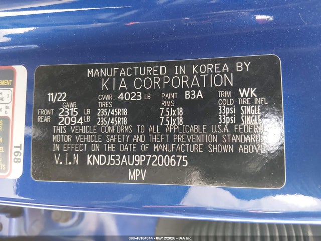 2023 Kia Soul Gt-line მანქანა იყიდება აუქციონზე, vin: KNDJ53AU9P7200675, აუქციონის ნომერი: 45104344