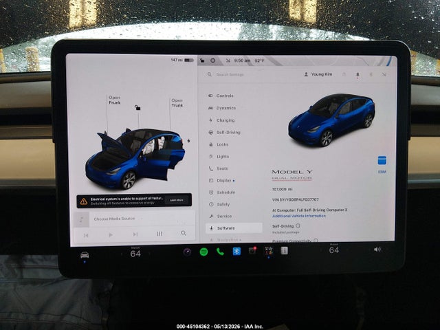 45104362 :رقم المزاد ، 5YJYGDEF4LF037707 vin ، 2020 Tesla Model Y Long Range Dual Motor All-wheel Drive/performance Dual Motor All-wheel Drive مزاد بيع