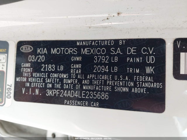 KIA FORTE FE 2020 3KPF24AD4LE235686 Image 9