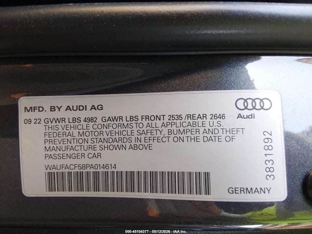 Продаж на аукціоні авто 2023 Audi A5 Sportback Premium Plus 45 Tfsi S Line Quattro S Tronic, vin: WAUFACF58PA014614, номер лоту: 45104377