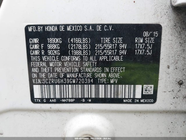Продажа на аукционе авто 2016 Honda Hr-v Lx, vin: 3CZRU6H39GM720394, номер лота: 45104405