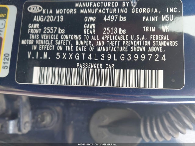 KIA Optima Lx 2020 5XXGT4L39LG399724 Image 9