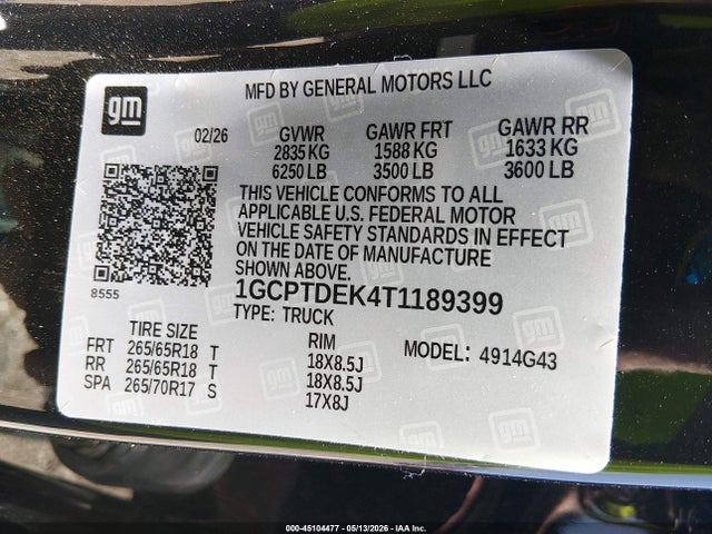 1GCPTDEK4T1189399 Chevrolet Colorado Z71