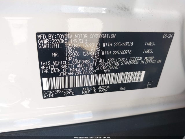 2024 Toyota Rav4 Hybrid Xse მანქანა იყიდება აუქციონზე, vin: JTME6RFV8RJ060529, აუქციონის ნომერი: 45104507