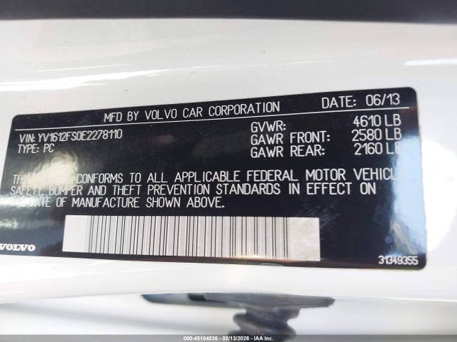 Volvo S60 T5 2014 YV1612FS0E2278110 Image 9