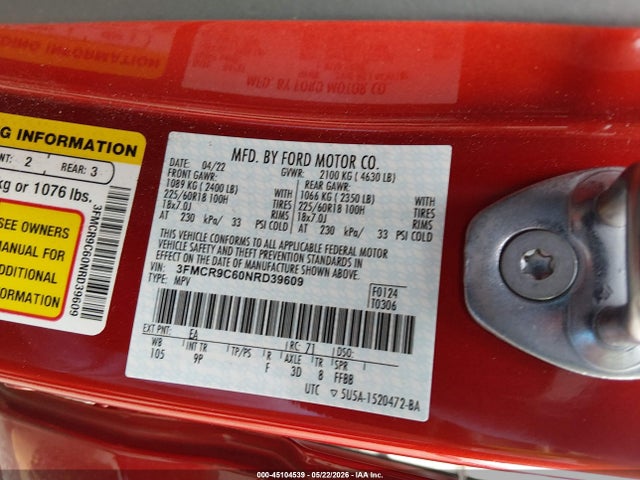 Ford Bronco Sport Outer Banks 2022 3FMCR9C60NRD39609 Image 9