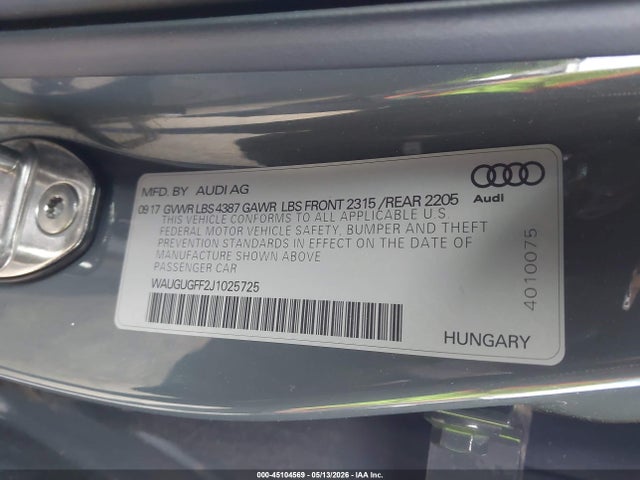WAUGUGFF2J1025725 Audi A3 2.0t Premium/2.0t Tech Premium