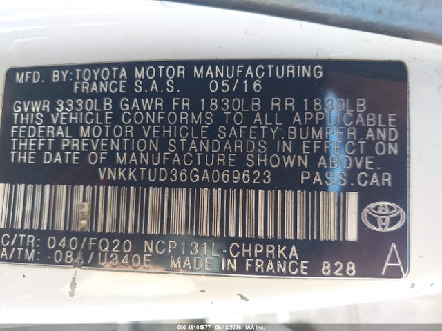 Toyota YARIS L 2016 VNKKTUD36GA069623 Image 9
