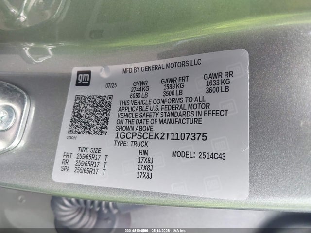 Chevrolet Colorado Lt 2026 1GCPSCEK2T1107375 Image 9