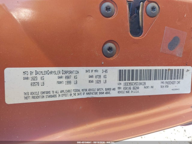 Продажа на аукционе авто 2005 Dodge Neon Sxt, vin: 1B3ES56C05D184128, номер лота: 45104641