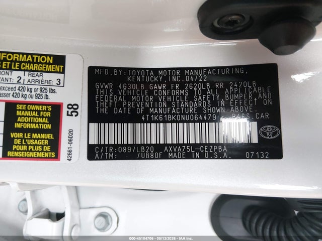 4T1K61BK0NU064479 Toyota Camry Xse Awd