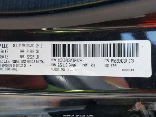 Aukcja sprzedaży 2012 Dodge Avenger Sxt, vin: 1C3CDZCB2CN207245, numer aukcji: 45104735
