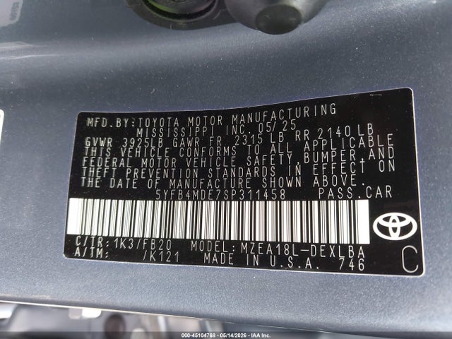 Toyota COROLLA LE 2025 5YFB4MDE7SP311458 Image 9