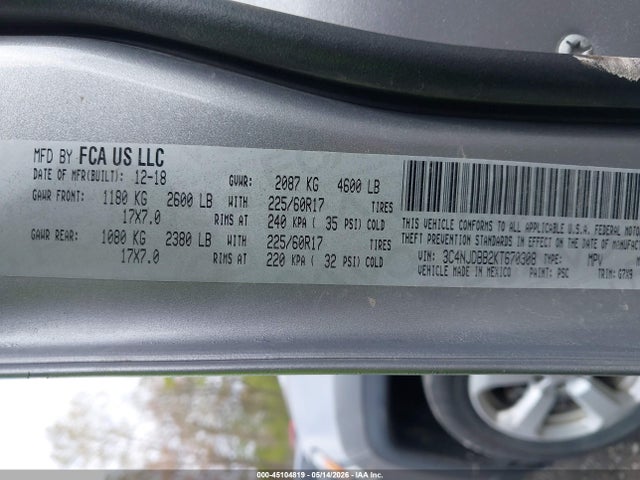 Продаж на аукціоні авто 2019 Jeep Compass Latitude 4x4, vin: 3C4NJDBB2KT670308, номер лоту: 45104819