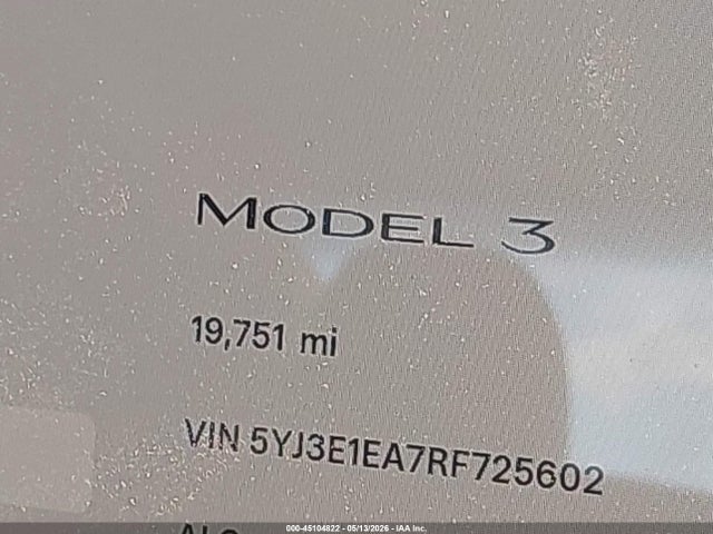 Продаж на аукціоні авто 2024 Tesla Model 3 Long Range Dual Motor All-wheel Drive/rear-wheel Drive, vin: 5YJ3E1EA7RF725602, номер лоту: 45104822