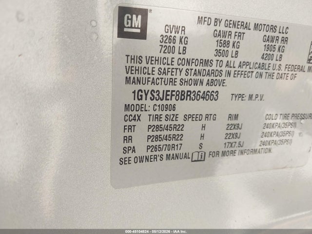 Продаж на аукціоні авто 2011 Cadillac Escalade Esv Premium, vin: 1GYS3JEF8BR364663, номер лоту: 45104824