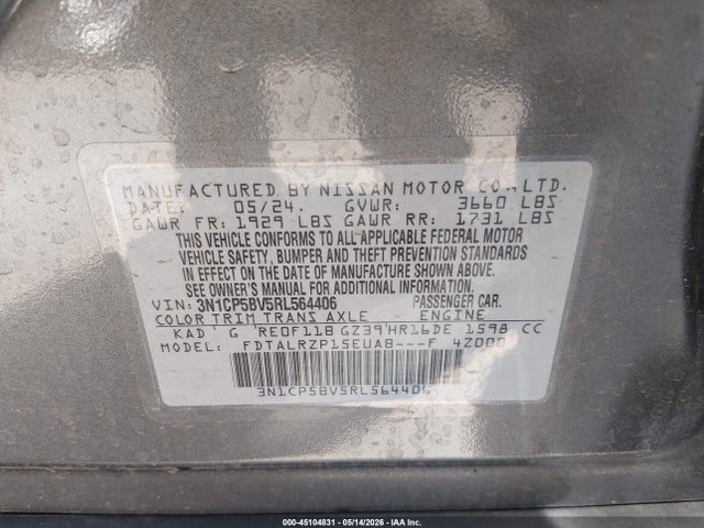 3N1CP5BV5RL564406 Nissan Kicks S Xtronic Cvt