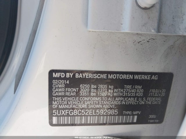 Aukcja sprzedaży 2014 Bmw X6 Xdrive50i, vin: 5UXFG8C52EL592985, numer aukcji: 45104834