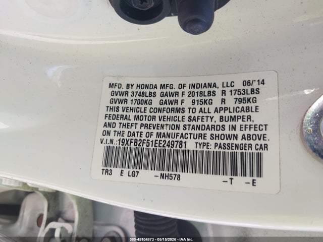 19XFB2F51EE249781 Honda Civic Lx
