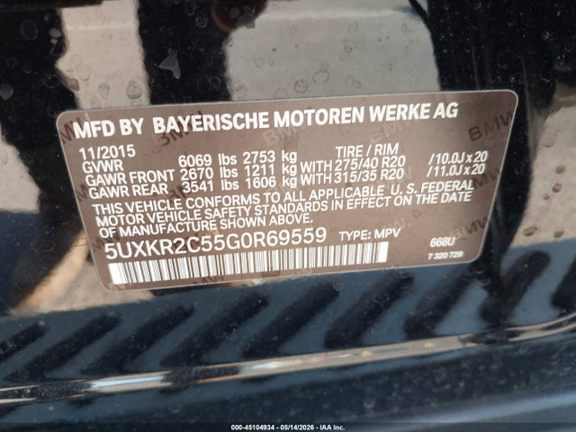 BMW X5 Sdrive35i 2016 5UXKR2C55G0R69559 Image 9