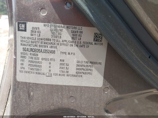 Продажа на аукционе авто 2010 Buick Enclave 2xl, vin: 5GALRCED5AJ252498, номер лота: 45105024