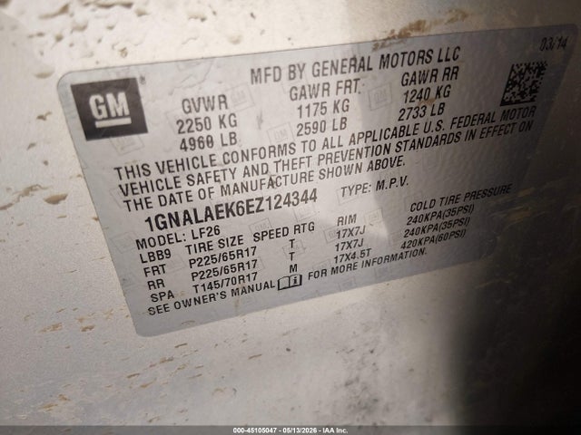 1GNALAEK6EZ124344 Chevrolet EQUINOX LS