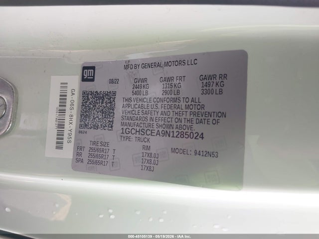 Aukcja sprzedaży 2022 Chevrolet Colorado 2wd  Long Box Lt, vin: 1GCHSCEA9N1285024, numer aukcji: 45105139