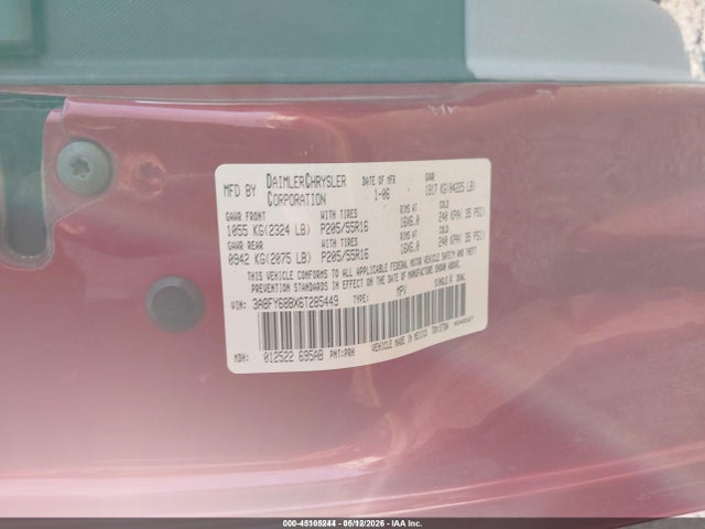 45105244 :رقم المزاد ، 3A8FY68BX6T285449 vin ، 2006 Chrysler Pt Cruiser Limited مزاد بيع