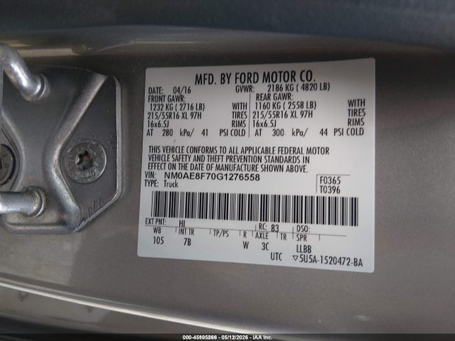 Aukcja sprzedaży 2016 Ford Transit Connect Xlt, vin: NM0AE8F70G1276558, numer aukcji: 45105266