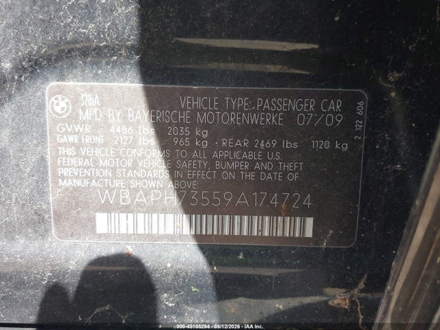 Продаж на аукціоні авто 2009 Bmw 328i, vin: WBAPH73559A174724, номер лоту: 45105294