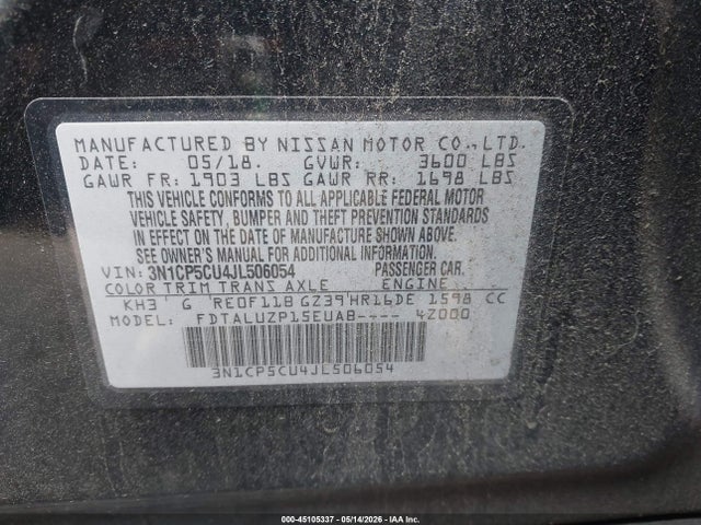 Продаж на аукціоні авто 2018 Nissan Kicks Sr, vin: 3N1CP5CU4JL506054, номер лоту: 45105337