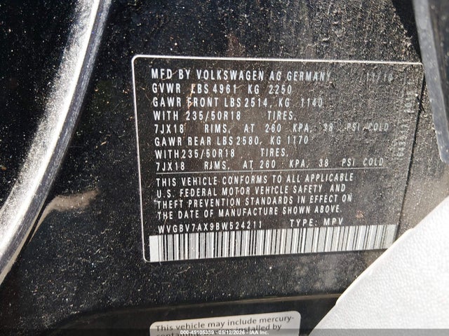 Продаж на аукціоні авто 2011 Volkswagen Tiguan Se, vin: WVGBV7AX9BW524211, номер лоту: 45105339